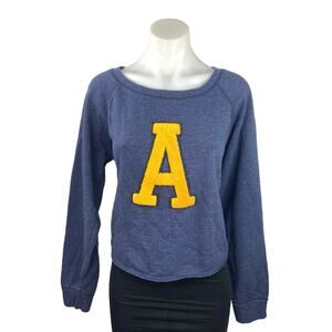 Aeropostale Blue Embroidered Letter A Long Sleeve Pullover Sweatshirt Top Size L